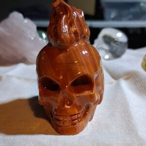 Carved Red Jasper Skull Figurine
